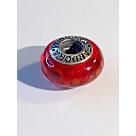 Pandora authentic Red Effervescence Murano Glass Silver Charm - Picture 1 of 5